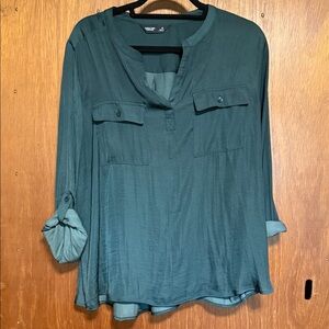 Vera Wang Teal Button-Up Blouse